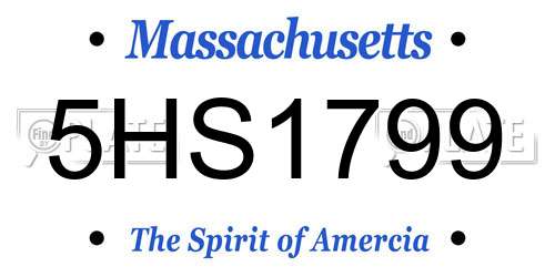 5HS1799 Massachusetts License Plate