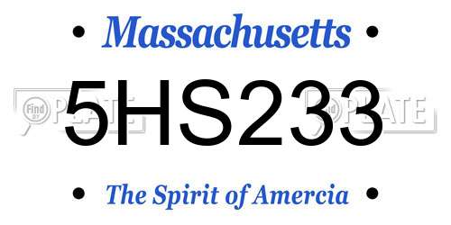 5HS233 Massachusetts License Plate