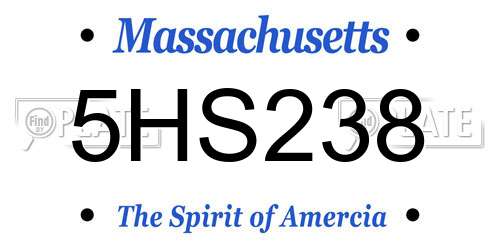 5HS238 Massachusetts License Plate