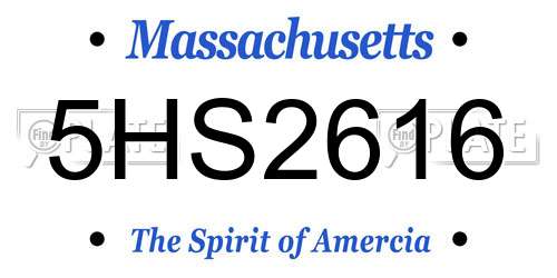 5HS2616 Massachusetts License Plate