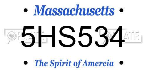 5HS534 Massachusetts License Plate