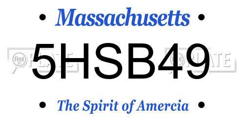 5HSB49 Massachusetts License Plate