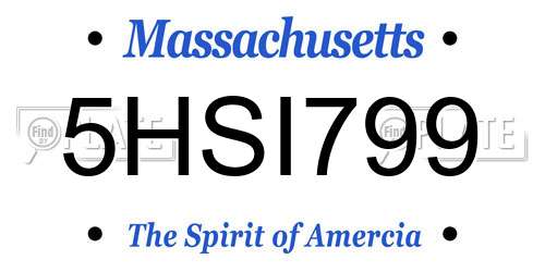5HSI799 Massachusetts License Plate
