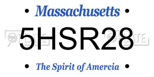 5HSR28 Massachusetts License Plate