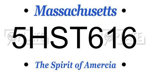 5HST616 Massachusetts License Plate