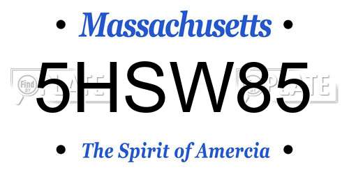 5HSW85 Massachusetts License Plate