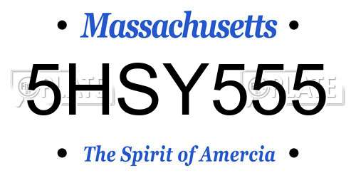 5HSY555 Massachusetts License Plate