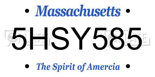 5HSY585 Massachusetts License Plate