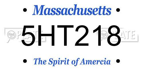 5HT218 Massachusetts License Plate