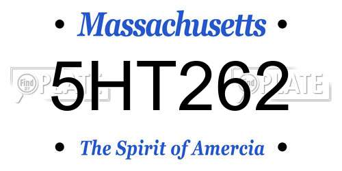 5HT262 Massachusetts License Plate