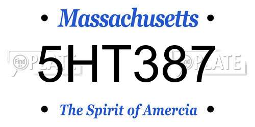 5HT387 Massachusetts License Plate