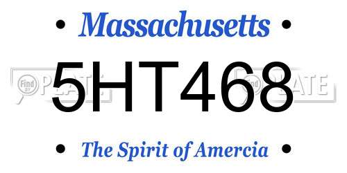 5HT468 Massachusetts License Plate