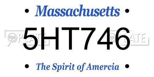 5HT746 Massachusetts License Plate