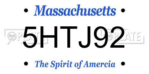 5HTJ92 Massachusetts License Plate