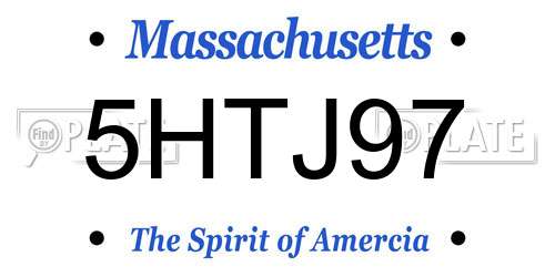 5HTJ97 Massachusetts License Plate