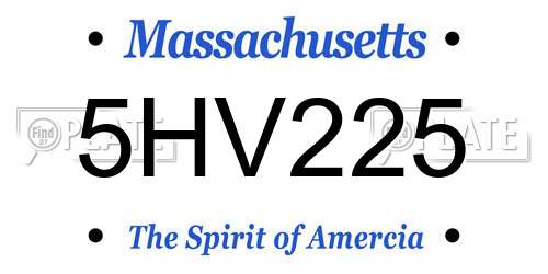 5HV225 Massachusetts License Plate