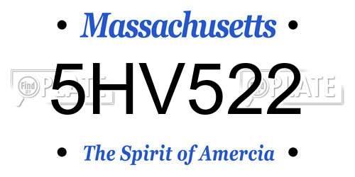 5HV522 Massachusetts License Plate