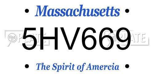 5HV669 Massachusetts License Plate