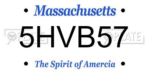 5HVB57 Massachusetts License Plate