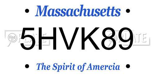 5HVK89 Massachusetts License Plate