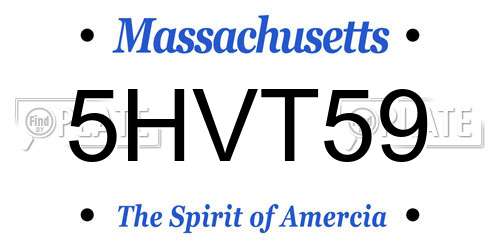 5HVT59 Massachusetts License Plate