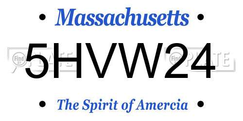 5HVW24 Massachusetts License Plate