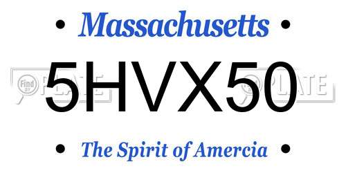 5HVX50 Massachusetts License Plate