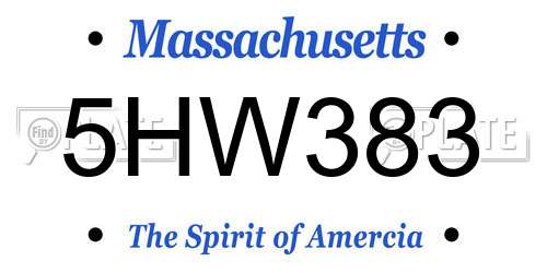 5HW383 Massachusetts License Plate