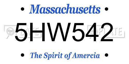 5HW542 Massachusetts License Plate