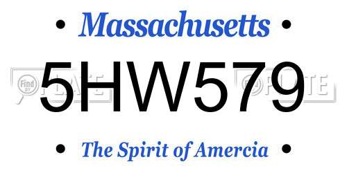 5HW579 Massachusetts License Plate