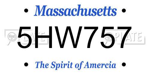 5HW757 Massachusetts License Plate