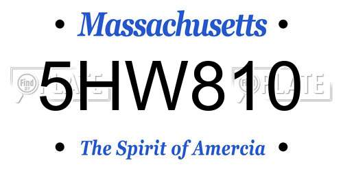 5HW810 Massachusetts License Plate