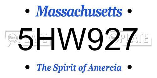 5HW927 Massachusetts License Plate