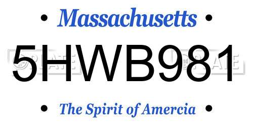 5HWB981 Massachusetts License Plate