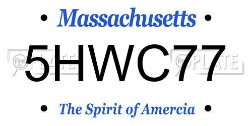 5HWC77 Massachusetts License Plate