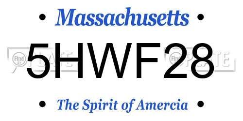 5HWF28 Massachusetts License Plate