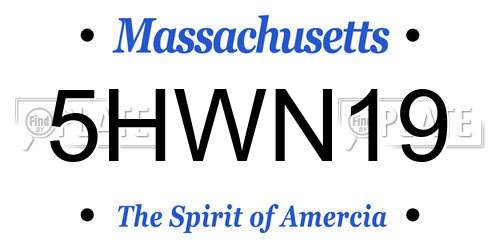 5HWN19 Massachusetts License Plate