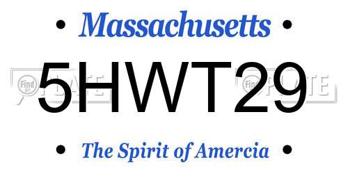5HWT29 Massachusetts License Plate
