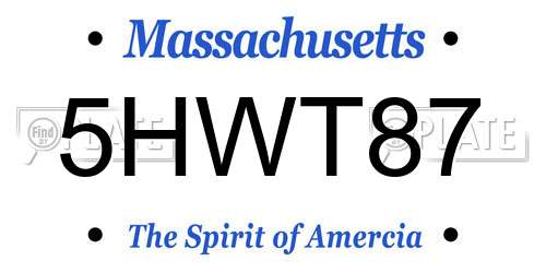 5HWT87 Massachusetts License Plate