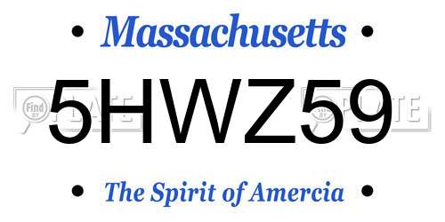 5HWZ59 Massachusetts License Plate
