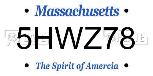 5HWZ78 Massachusetts License Plate