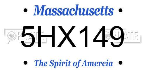 5HX149 Massachusetts License Plate