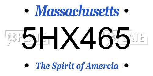 5HX465 Massachusetts License Plate