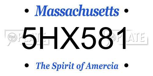 5HX581 Massachusetts License Plate