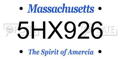 5HX926 Massachusetts License Plate