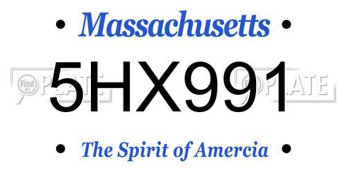 5HX991 Massachusetts License Plate