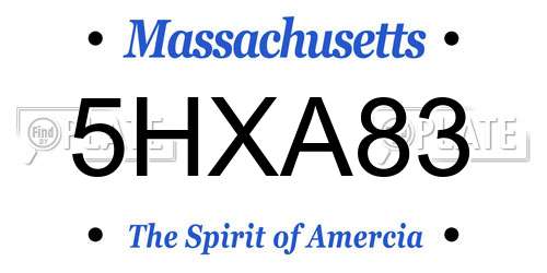 5HXA83 Massachusetts License Plate
