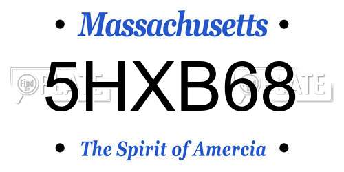 5HXB68 Massachusetts License Plate