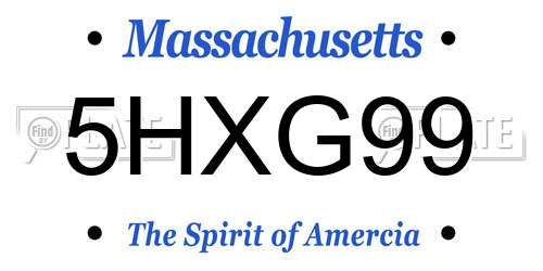5HXG99 Massachusetts License Plate