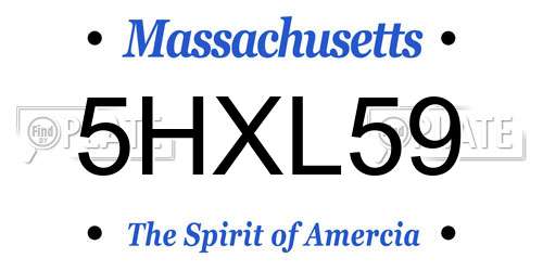 5HXL59 Massachusetts License Plate